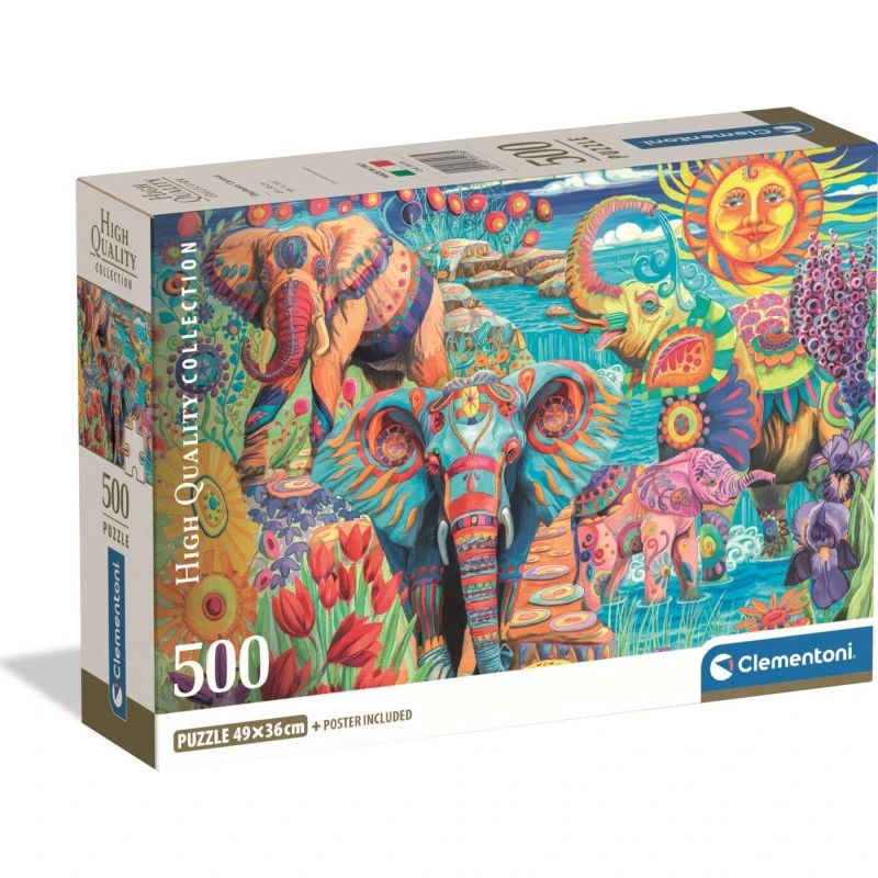 Clementoni Puslespil 500 brikker - Elephant's Carnival