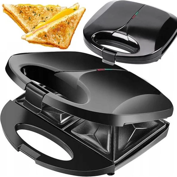 Sandwichgrill 750W non-stick til 2 sandwiches, sort 23x23 cm