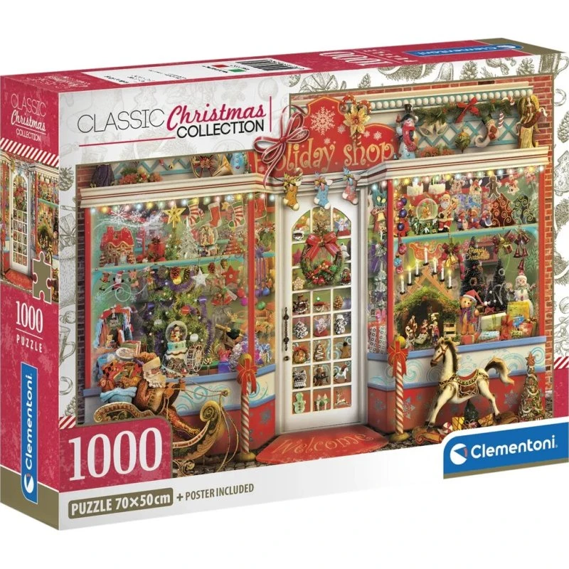 Clementoni 1000 brikker – Christmas Shop puslespil
