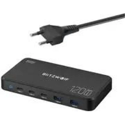 BlitzWolf BW-i100 5-i-1 Ladestation 120W - Sort