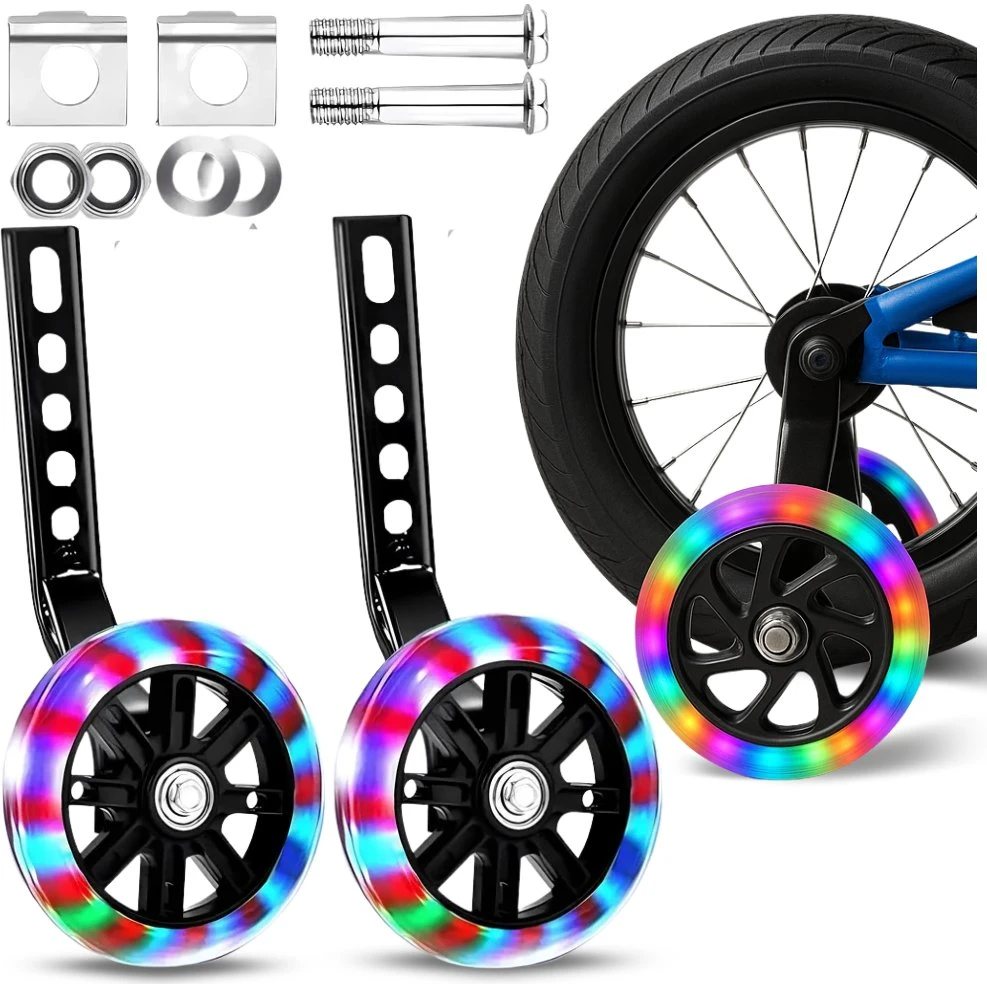 LED RGB Sidehjul til børnecykler - 11 cm lysende hjul