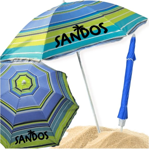 SANDOS Strandparasol med striber og vippefunktion