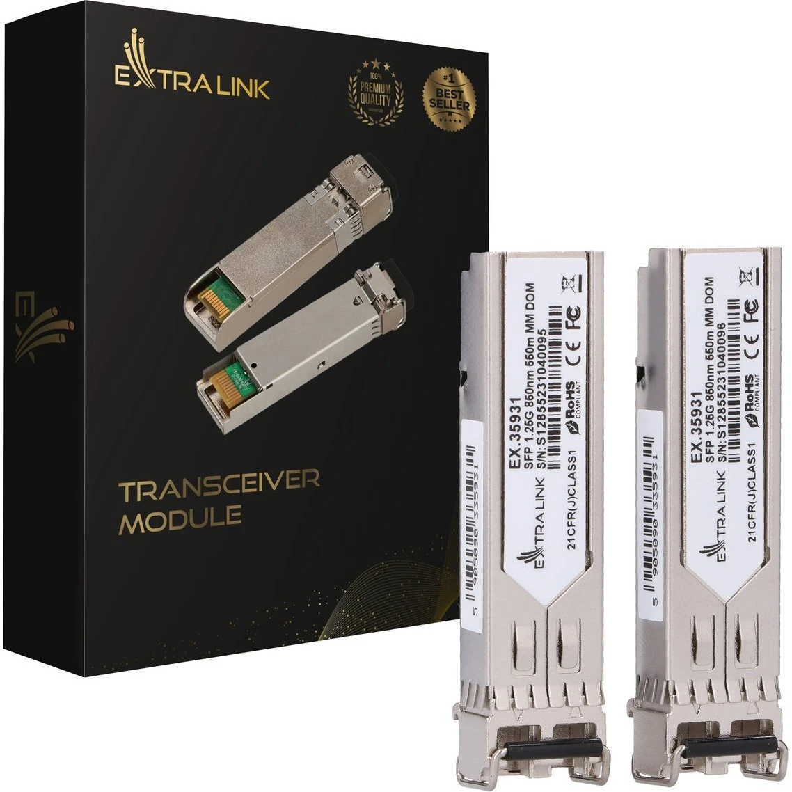 Extralink SFP Transceiver 1.25G 850nm 550m (2-pak) til HP/Aruba