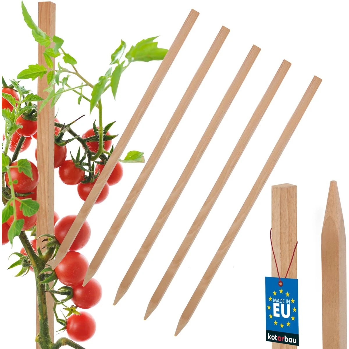 KOTARBAU® Træpæle til tomater og grøntsager, 30 cm, 5 stk.