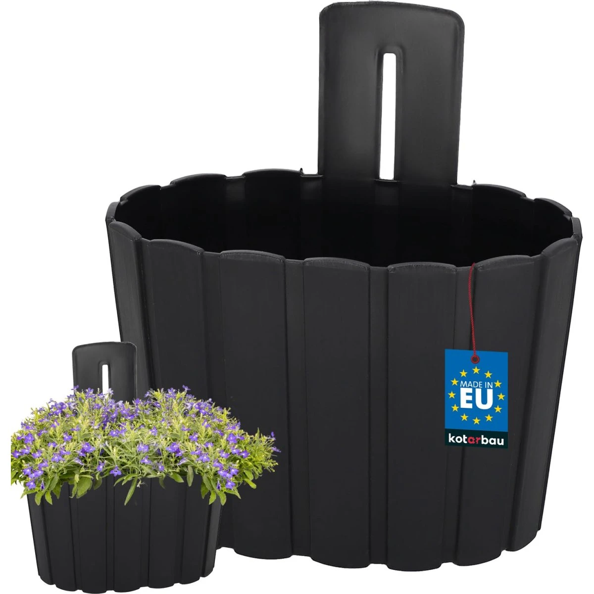 Vægghængende blomkrukke rustik antracit 200 mm