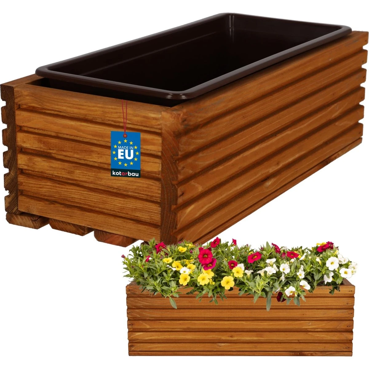 KOTARBAU® Træterrasse kasse med egeindsats 44 x 20 cm