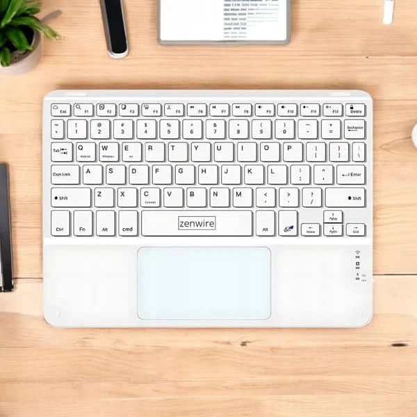 Zenwire WLK-619 Hvidt Bluetooth-tastatur med touchpad