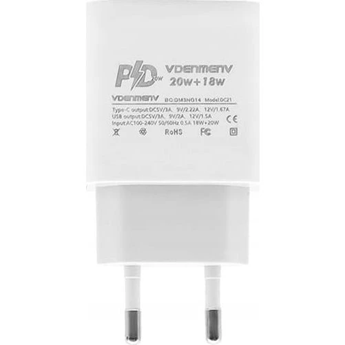Denman DC21 Hurtig Vægoplader USB-A & USB-C - Hvid