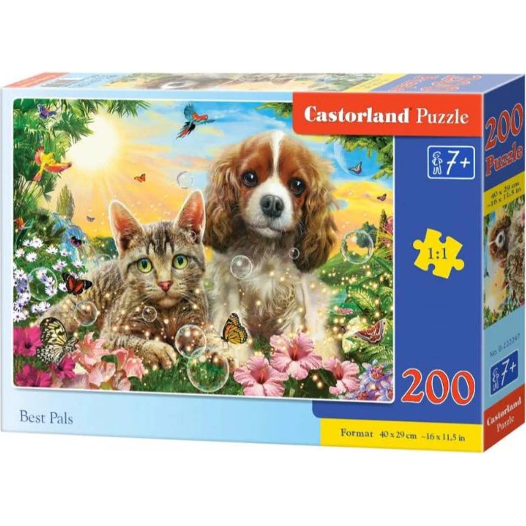 Castorland puslespil med hund og kat - 200 brikker