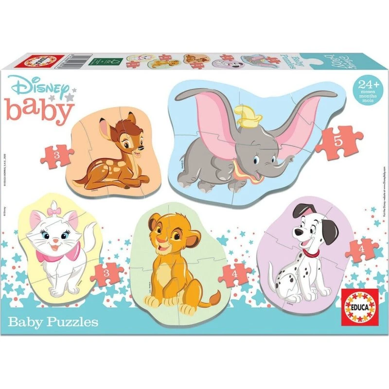 Educa Disney Baby Dyr – 5 progressive puslespil (3–5 brikker)