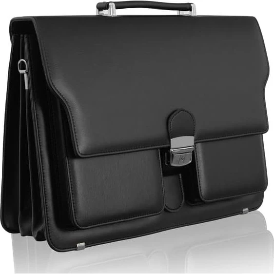 T18 Elegant sort herre laptop-mappe i øko-læder