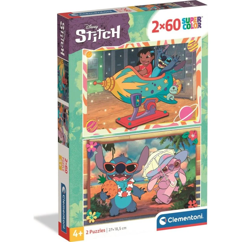 Clementoni Disney Stitch Super Color 2x60 brikker