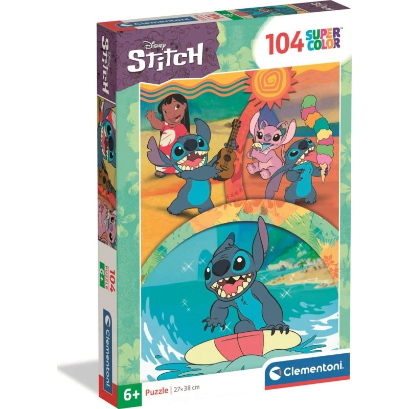 Clementoni Disney Stitch Super Color Puslespil 104 brikker