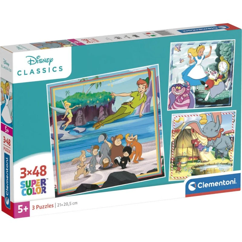 Clementoni Disney Classics 3x48 brikker – 3-i-1 puslespil