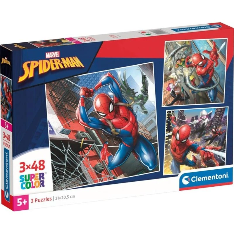Clementoni Spider-Man 3-i-1 puslespil, 3x48 brikker