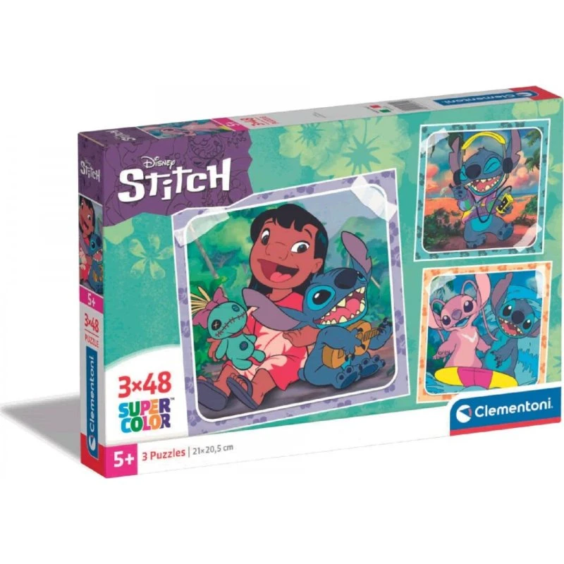 Clementoni Disney Stitch 3-i-1 Puslespil 3x48 brikker