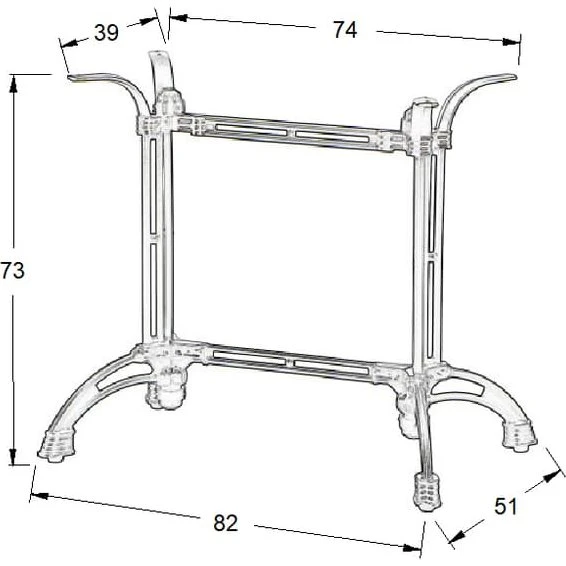 Bordstel i støbejern SH-5027/B - 82x51 cm