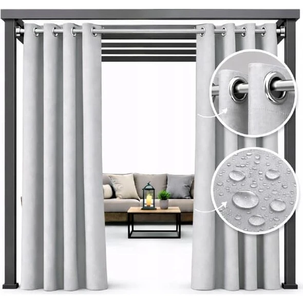 Vandtæt terrasse markise 200 x 230 cm på hjul, lysgrå