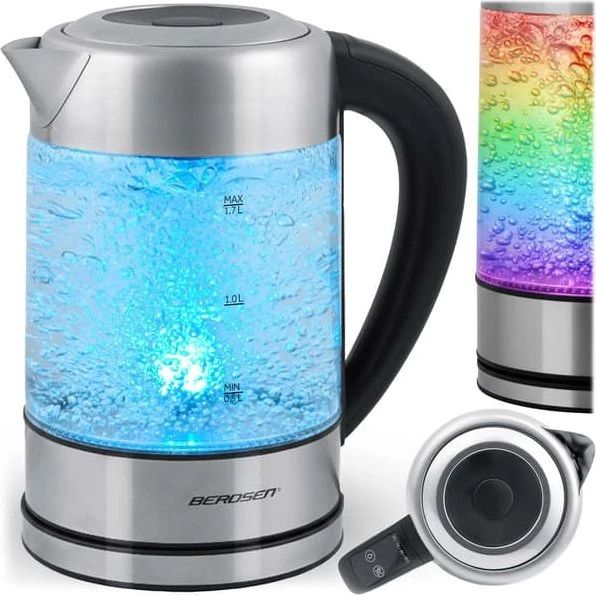 Berdsen BD-714 Elkedel i glas med temperaturkontrol, 1,7 l