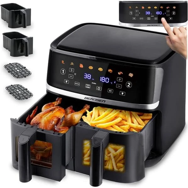 Berdsen BD-657 Airfryer XL Dobbeltkammer 10,2L Sort