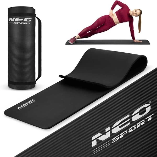 Neo-Sport Tyk Træningsmåtte 183 x 60 cm - Sort