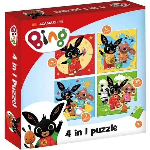 Bing 4-i-1 puslespil – 4/6/9/16 brikker