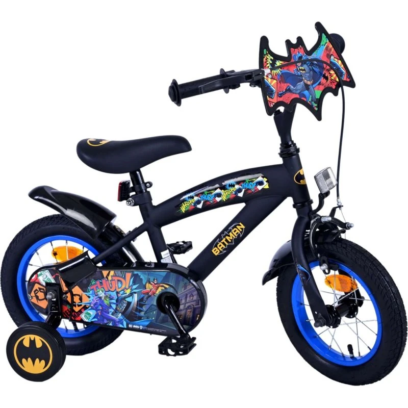 Volare Batman 12-tommer børnecykel med støttehjul - sort