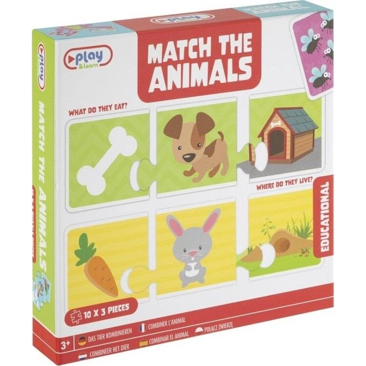 Match Dyr: Hvor bor de / Hvad spiser de - 30 kort