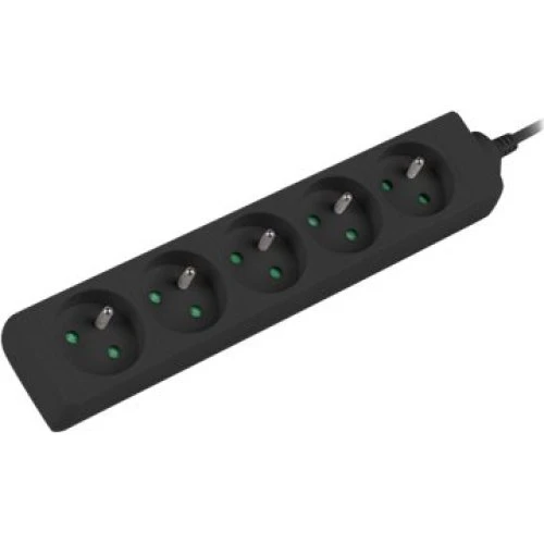 Lanberg Stikdåse 5-stik 10A Sort 3m