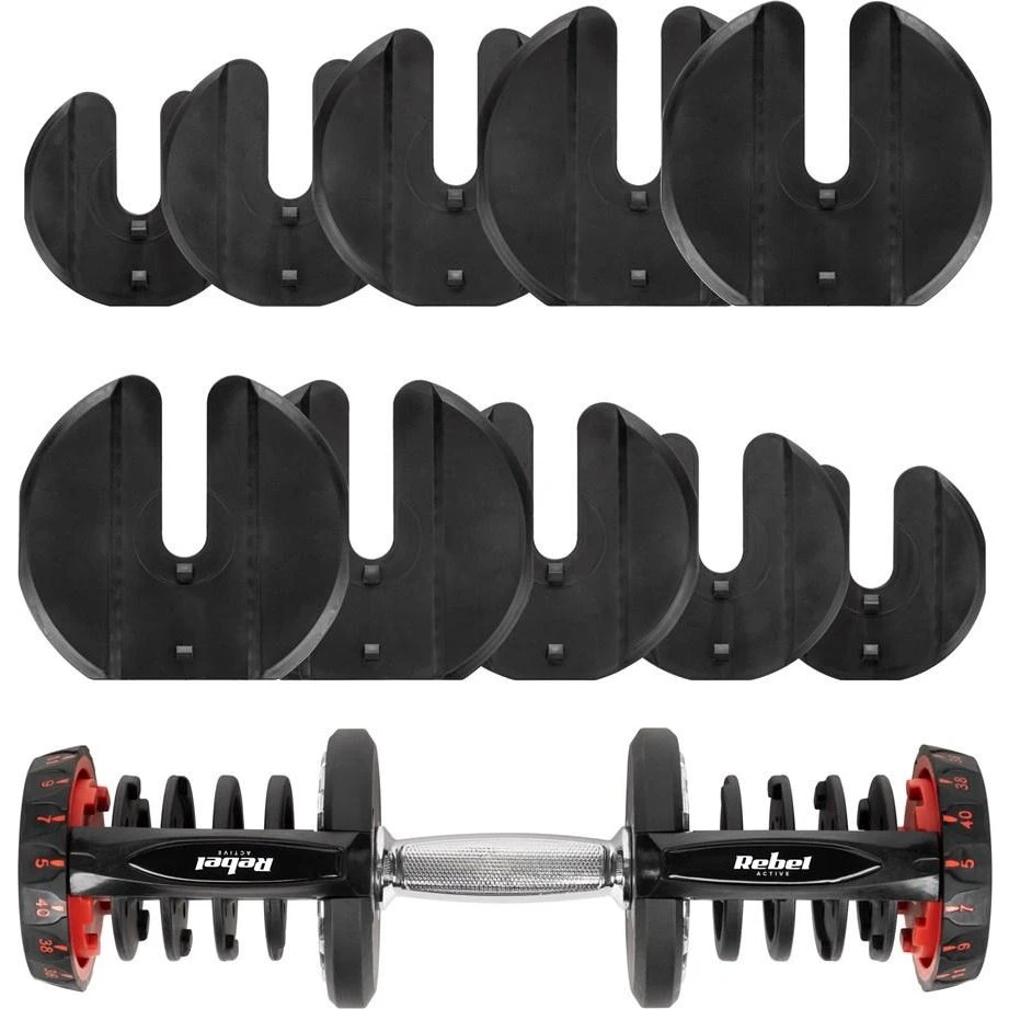 Rebel Active Justerbar Håndvægt 40 kg - Sort