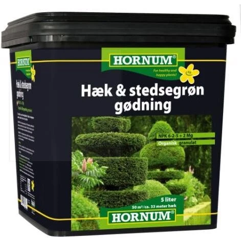 Hornum Hæk- og Stedsegrøngødning NPK 6-2-5 (100% organisk)