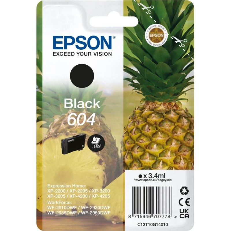 Epson T604 Sort blækpatron 3,4 ml (original)