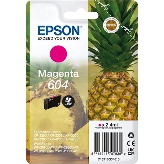 Epson T604 Magenta blækpatron (original, 2,4 ml)