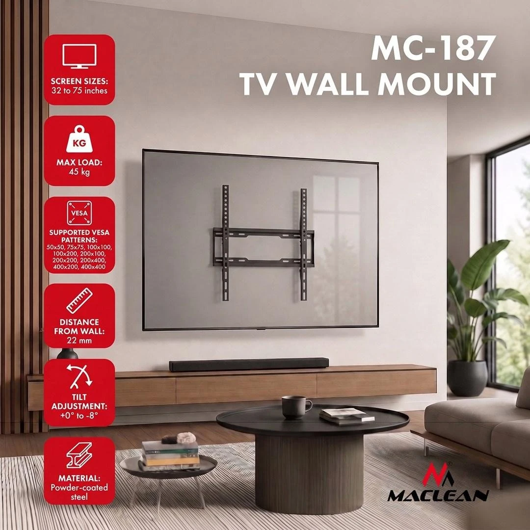 Maclean MC-187 TV-vægbeslag 32-75" Sort