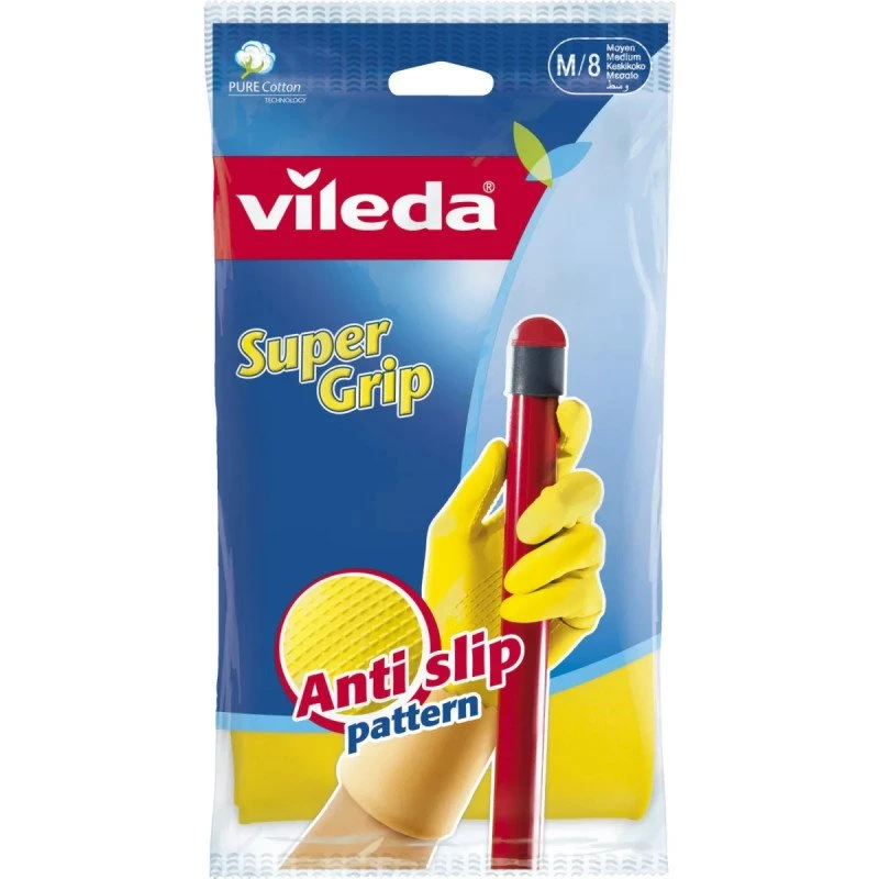 Vileda Supergrip Gummihandsker, Gul, Str. M