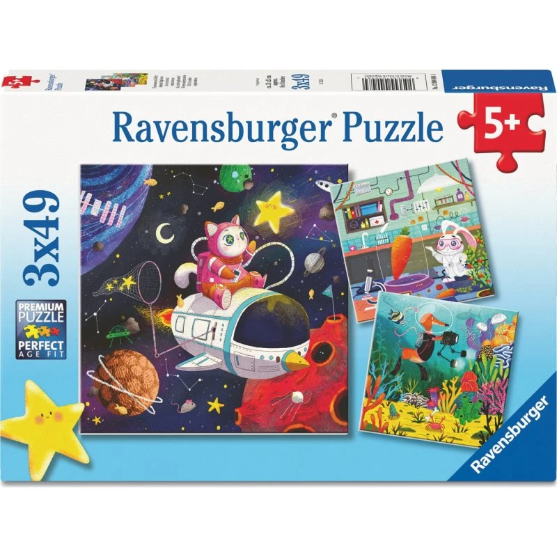 Ravensburger Puslespil 3x49 Brikker – Børn i Videnskab