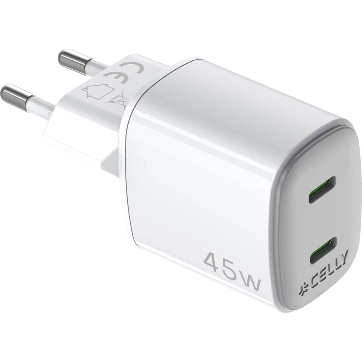 Celly USB-oplader GaN 2x USB-C PD 45W