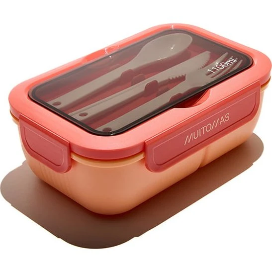 Muitomas LUNCHBOXSPF Madkasse 1,1 L - Sort & Fersken