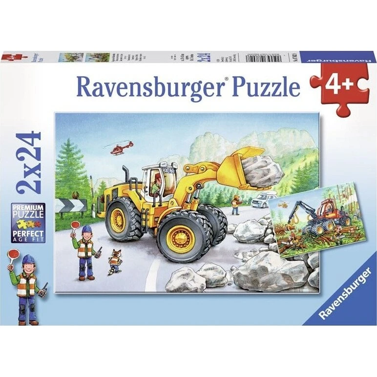 Ravensburger Puslespil 2x24 – Gravemaskine og Traktor