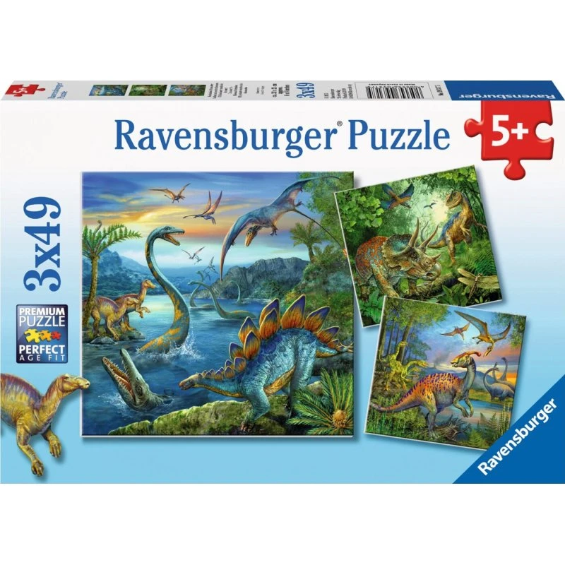Ravensburger Dinosaur Puslespil 3x49 brikker