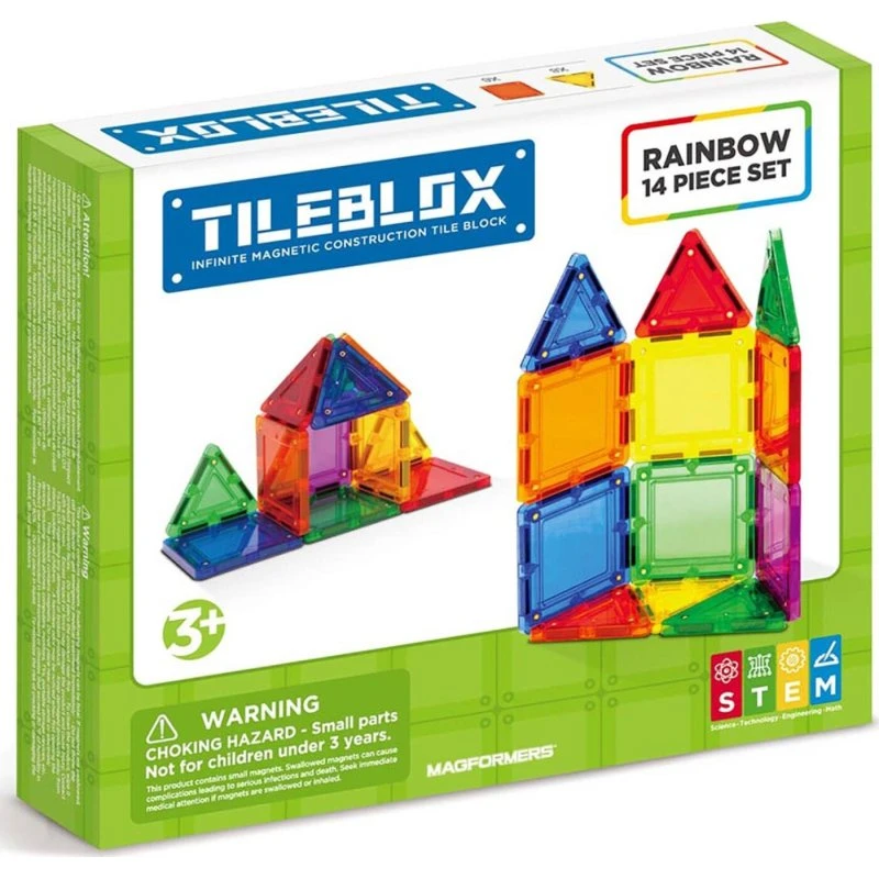 Tileblox Magnetisk Regnbue Sæt - 14 dele