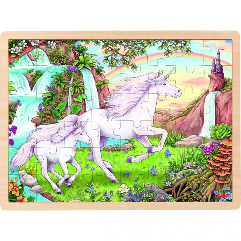 Goki Enhjørning Træpuslespil med Ramme, 48 Brikker