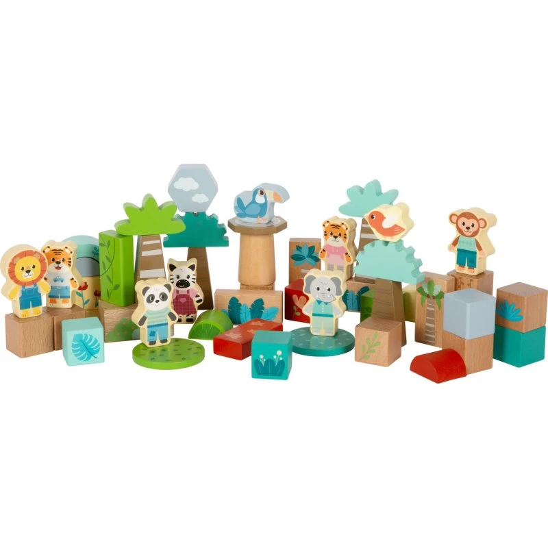 Small Foot Træbyggeklodser - Junglevenner 50 dele