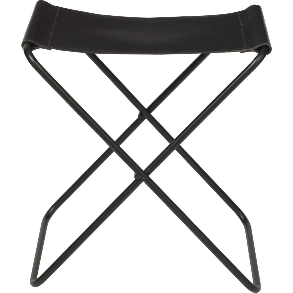 Broste Copenhagen Nola skammel i sort læder, 45 cm