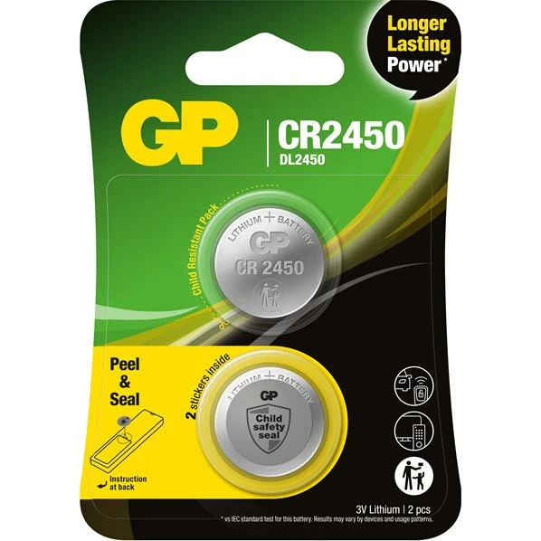 GP CR2450 Li 3V knapcelle 2-pak