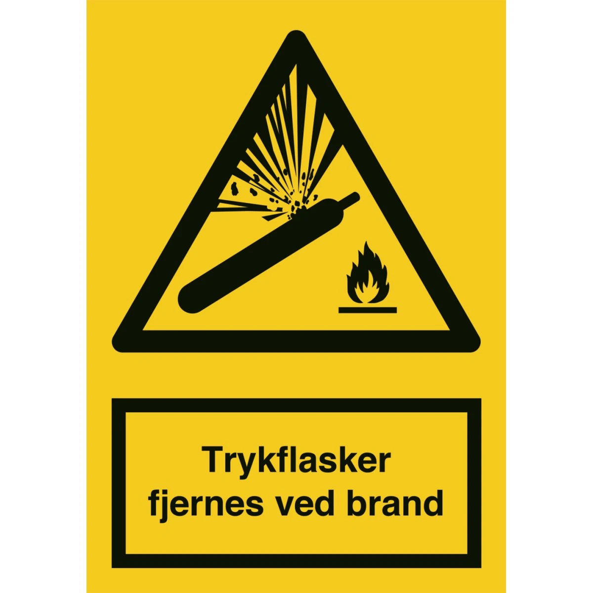 Otto Schachner Advarselsskilt: Trykflasker fjernes ved brand, A4