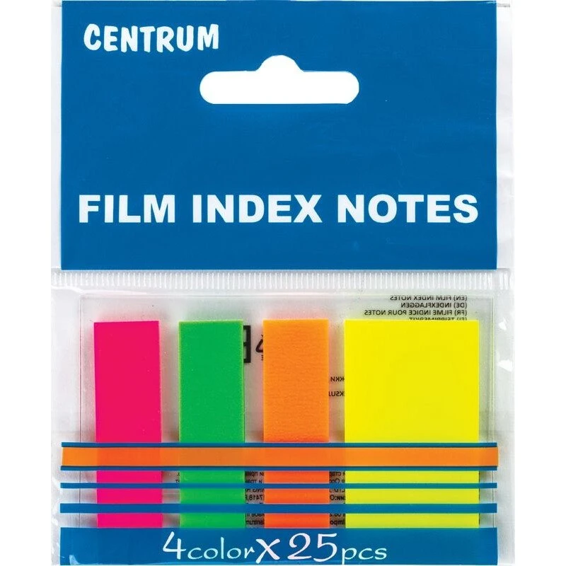 Centrum indeksfaner neon 45×12/45×25 mm, 4 farver