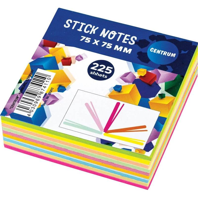CENTRUM StickNotes MAGIC 75x75 mm – 9 neonfarver