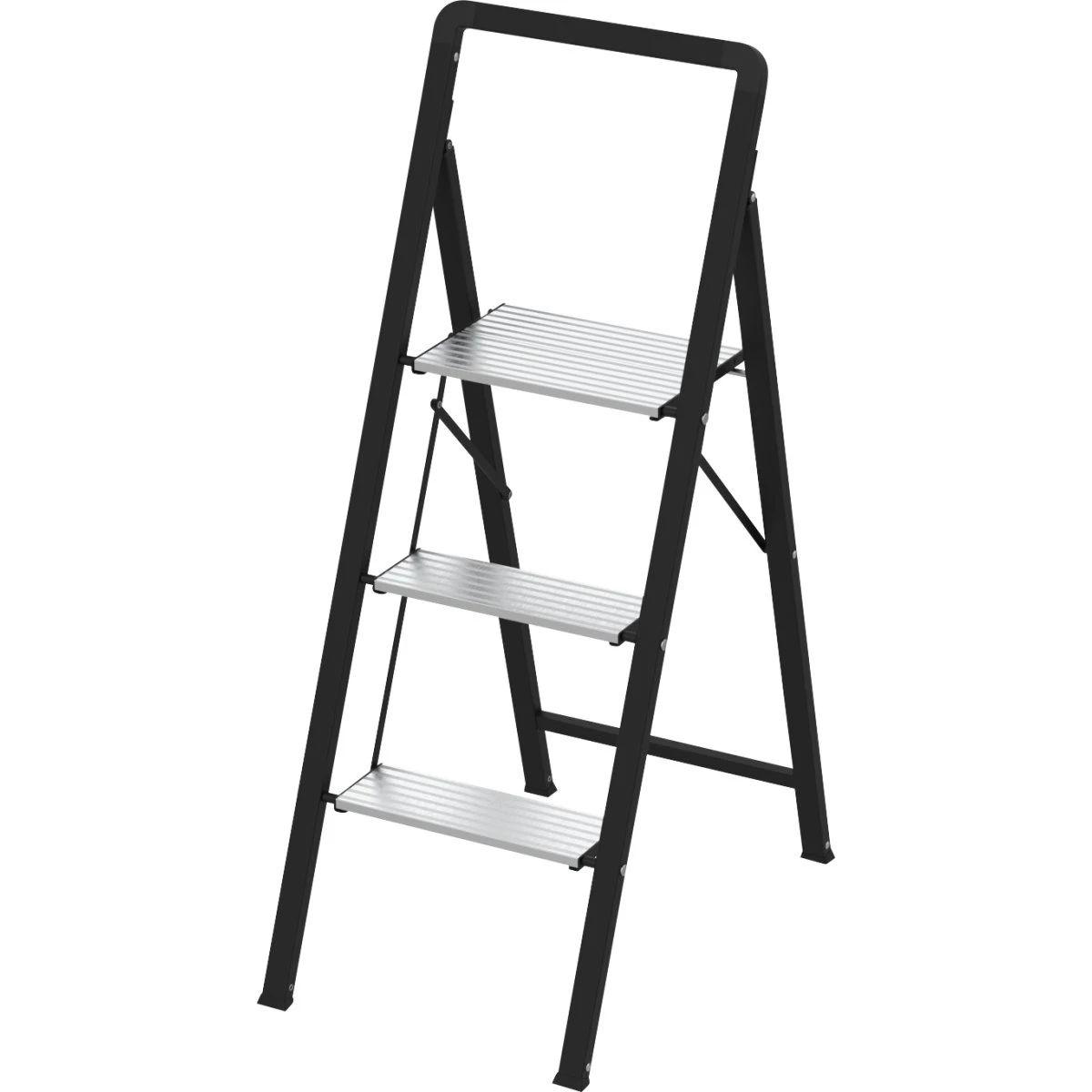3-trins trappestige i aluminium og stål, 113 cm