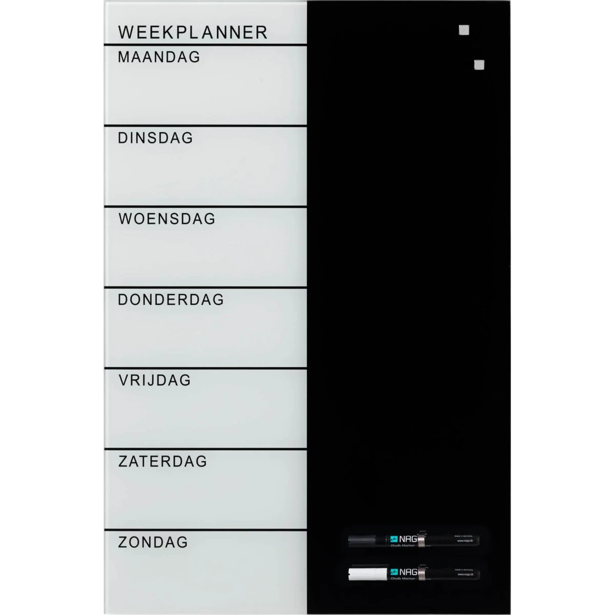 Glas uge tavle Hollandsk 40 x 60 cm - Magnetisk